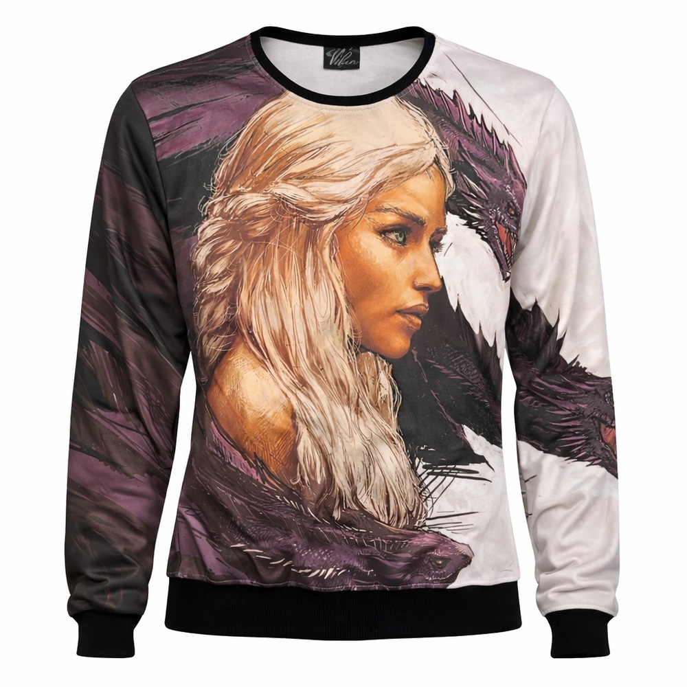 Game of Thrones Daenerys Targaryen Drogon Graphic Sweatshirt Crewneck Men Large